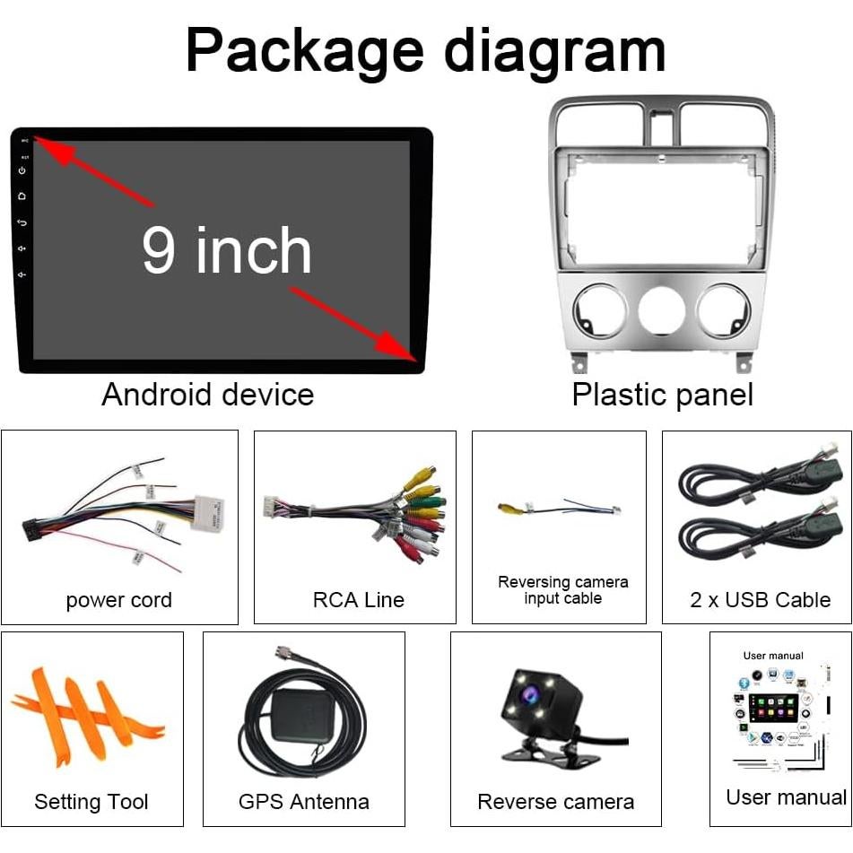 Estéreo de Coche Android 13 Subaru Forester 2002-2008 9"
