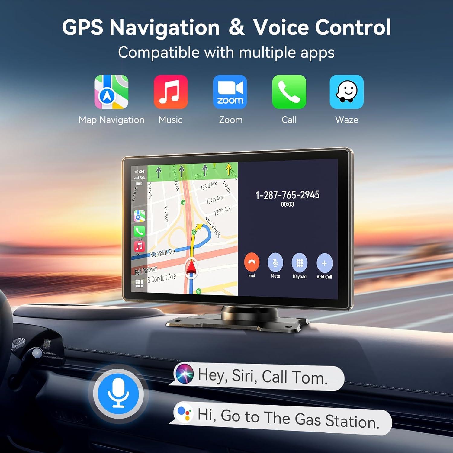 Pantalla Inalámbrica Carplay 9" Carpeer con GPS y Cámara 4K