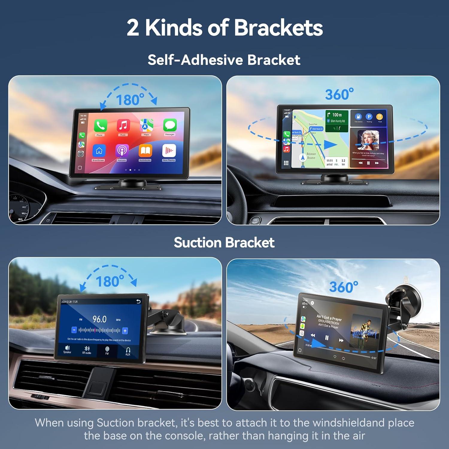 Pantalla Inalámbrica Carplay 9" Carpeer con GPS y Cámara 4K