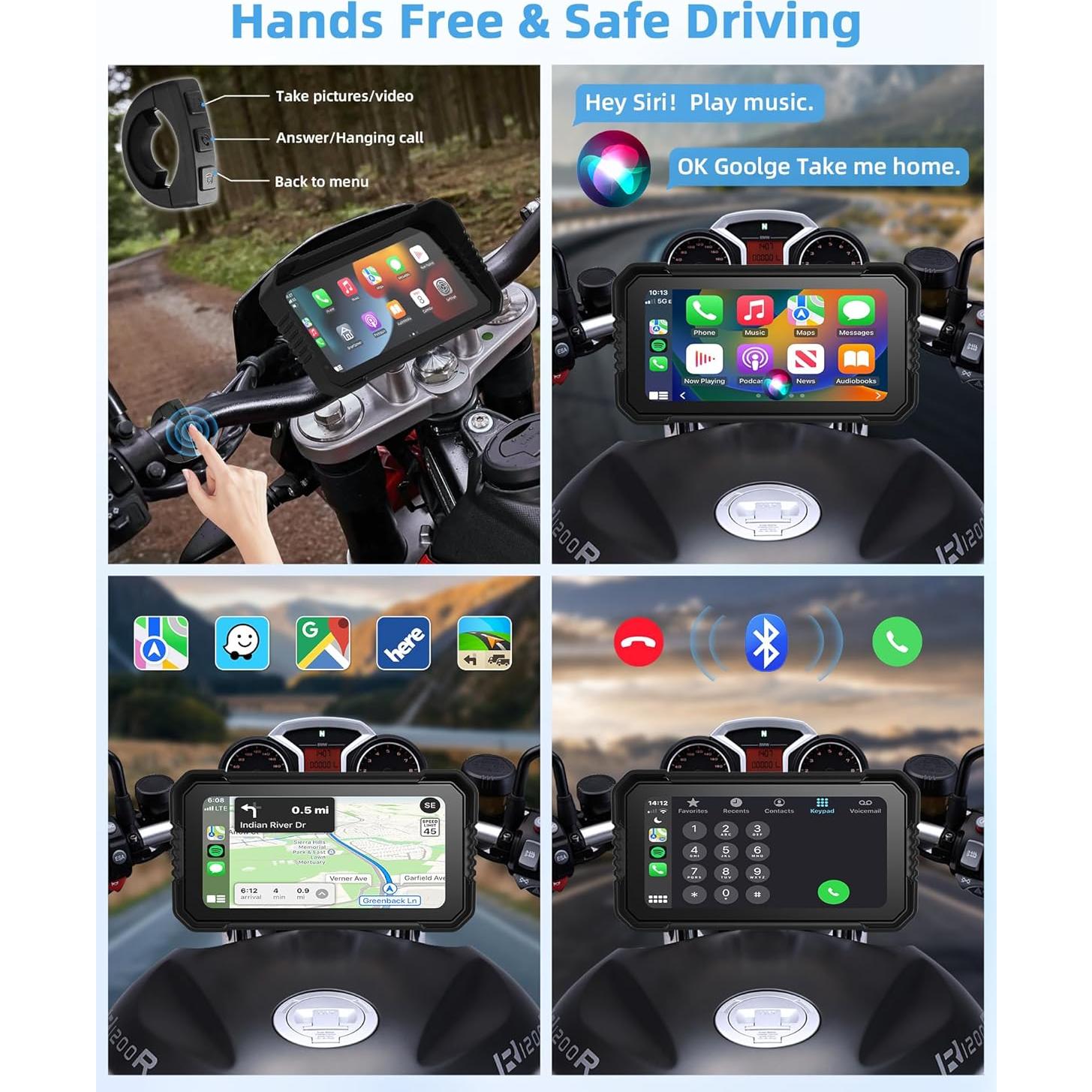 Pantalla CarPlay 4K Jelkuz 6.25" GPS Dual Cámara IP67