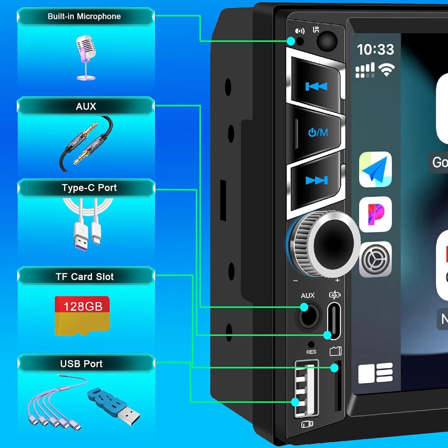 Estéreo de Coche Vexidura MAO7032W 7" Bluetooth 5.2 CarPlay