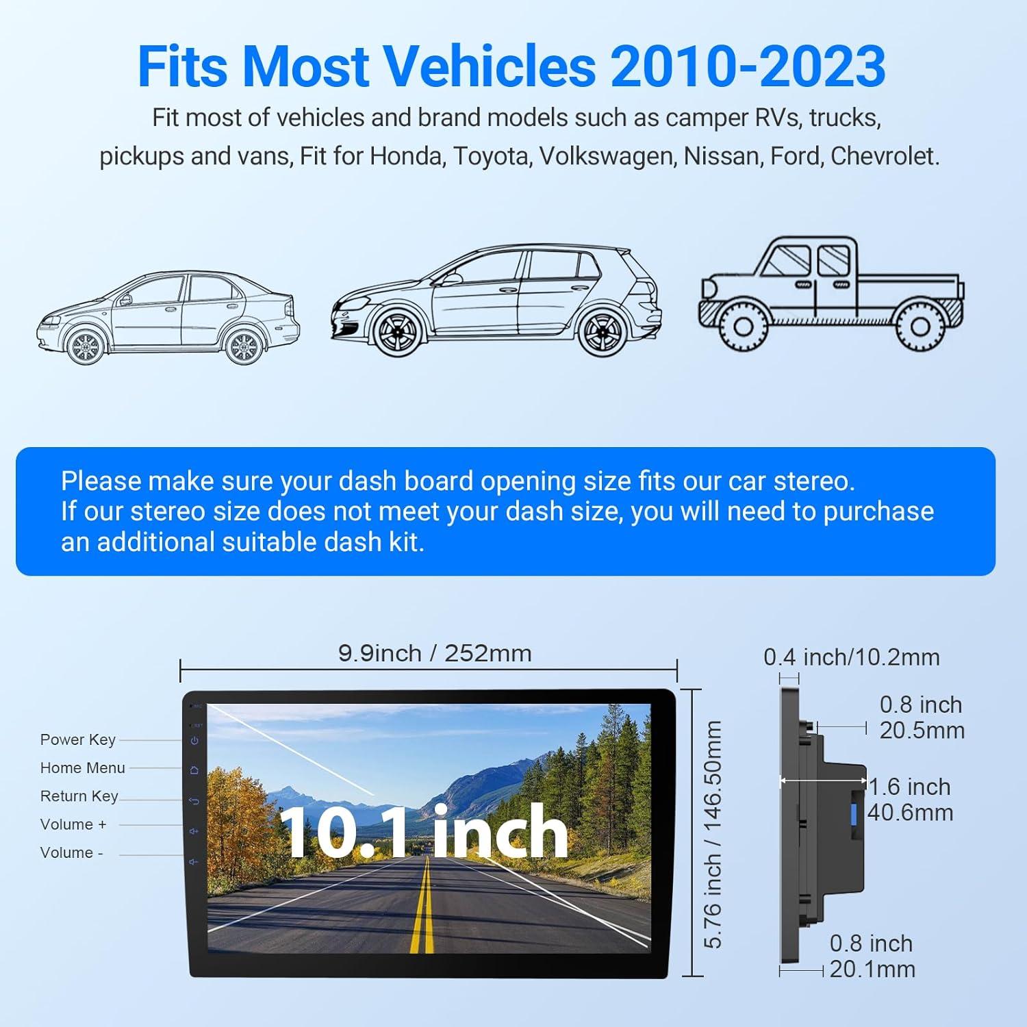 Pantalla Carplay HD 10.1" Haudio Doble Din 720P GPS 64GB