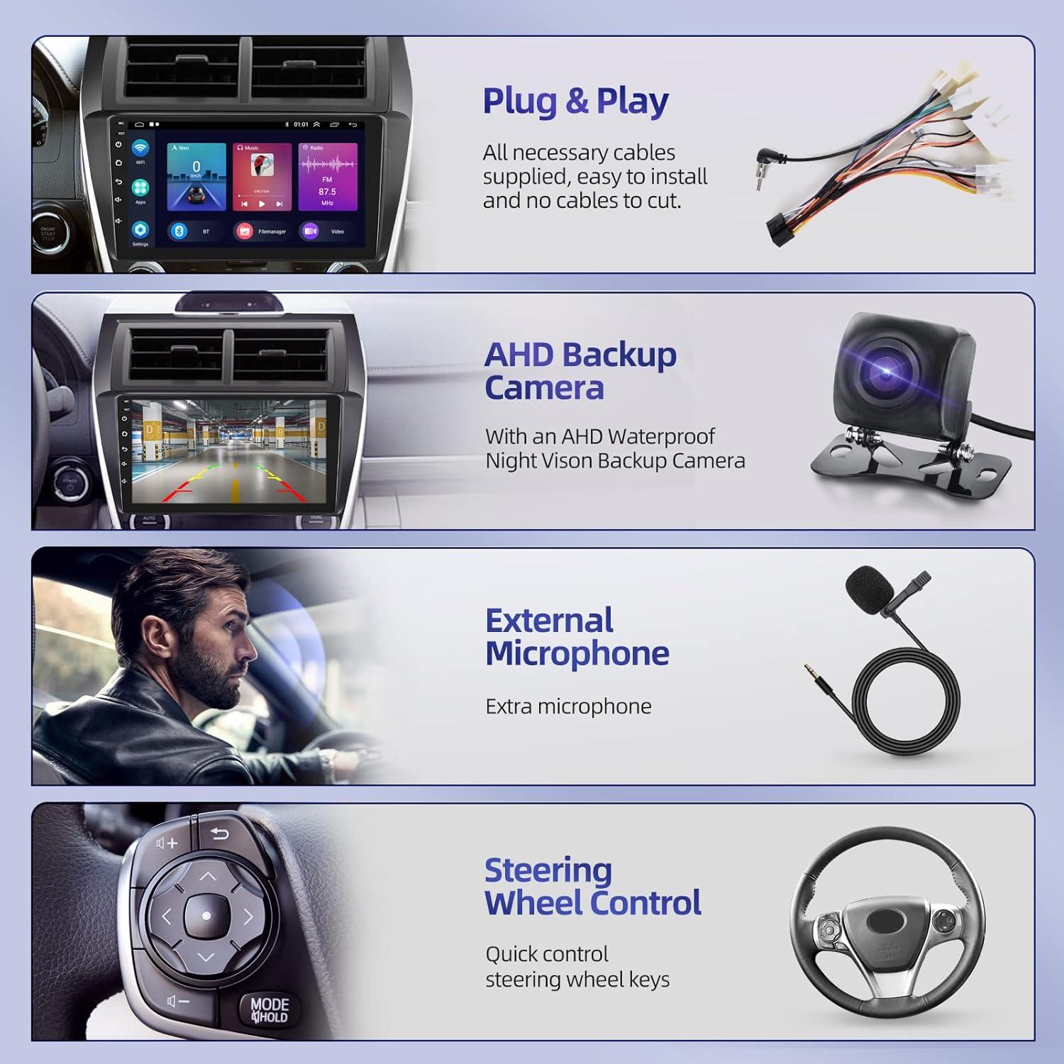 Radio de Coche Android 13 EKAT para Toyota Camry 2012-2014 10.1"