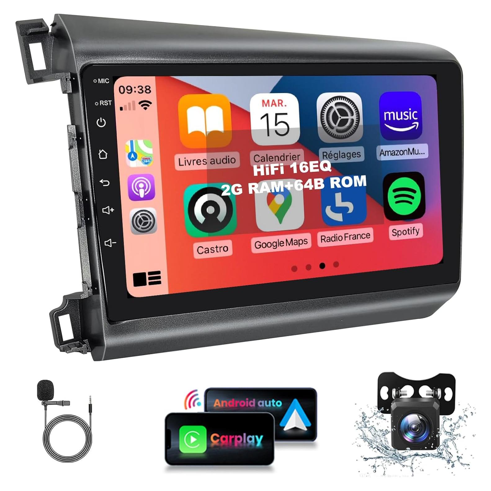 Estéreo de Coche Podofo para Honda Civic 2012-2015 9" HD