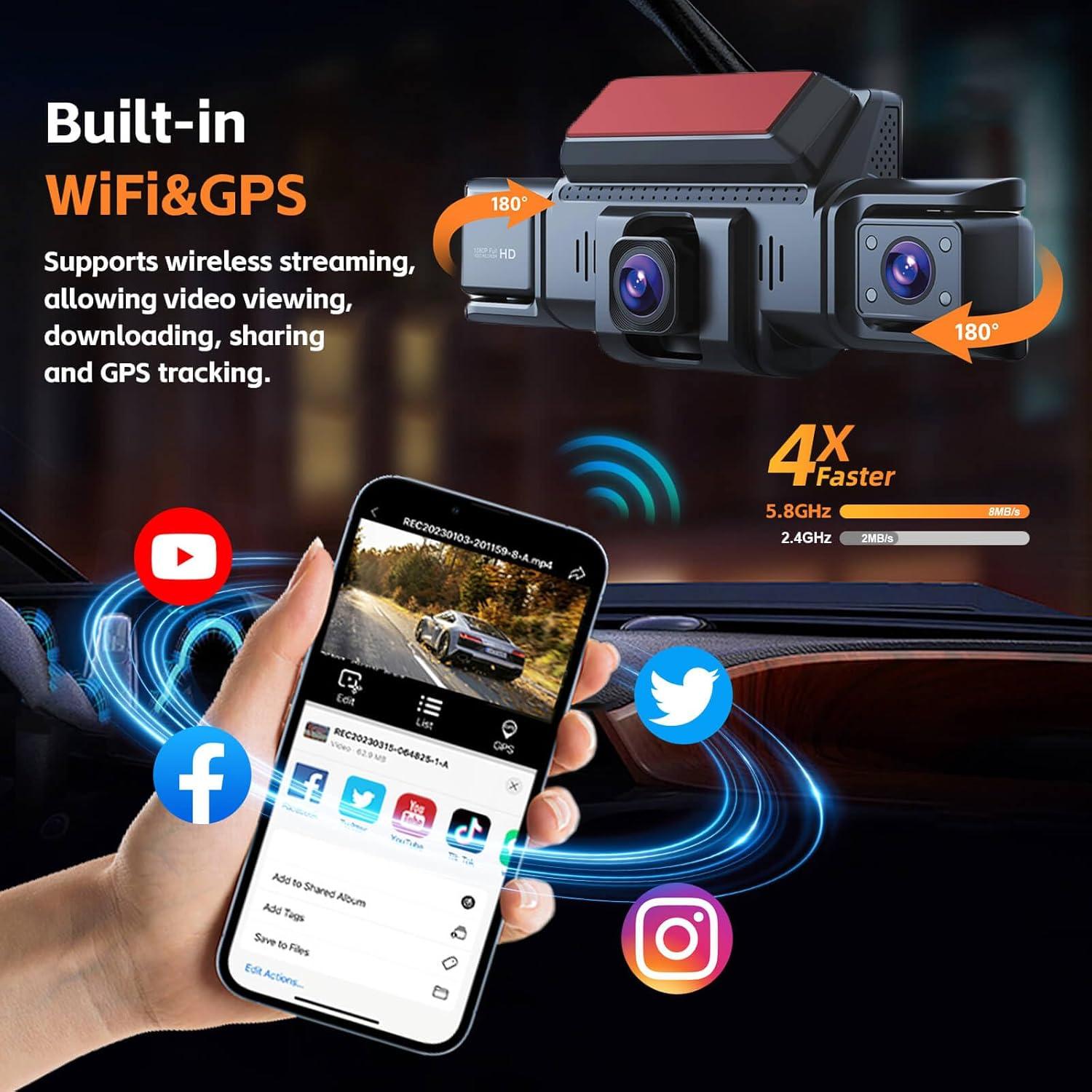 Cámara Dash 360° 4 Canales MITNOTY 2.5K+1080P GPS WiFi