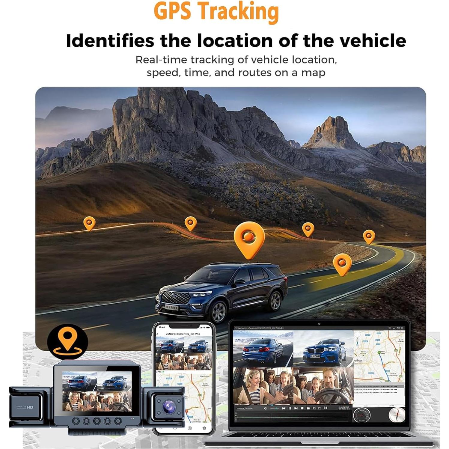 Cámara Dash 360° 4 Canales MITNOTY 2.5K+1080P GPS WiFi