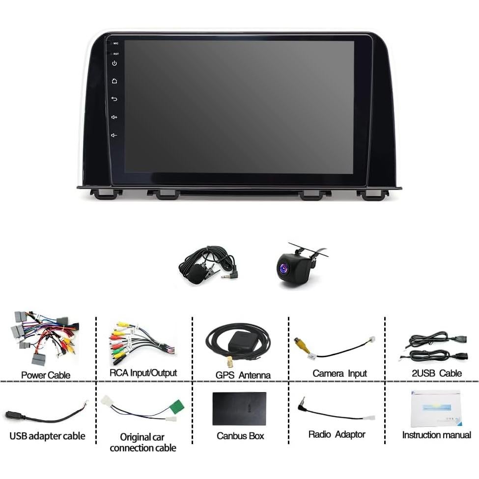 Radio Doble Din Slakerbe Android 14 9" GPS Carplay Honda CRV 2017-2021
