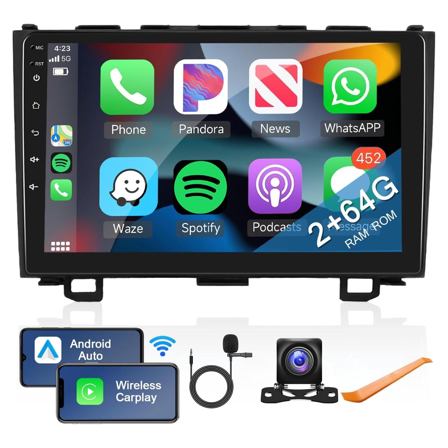 Estéreo de Coche Android Podofo 2+64G para Honda CRV 2007-2011