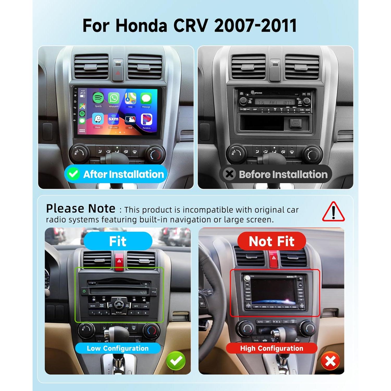 Estéreo de Coche Android Podofo 2+64G para Honda CRV 2007-2011