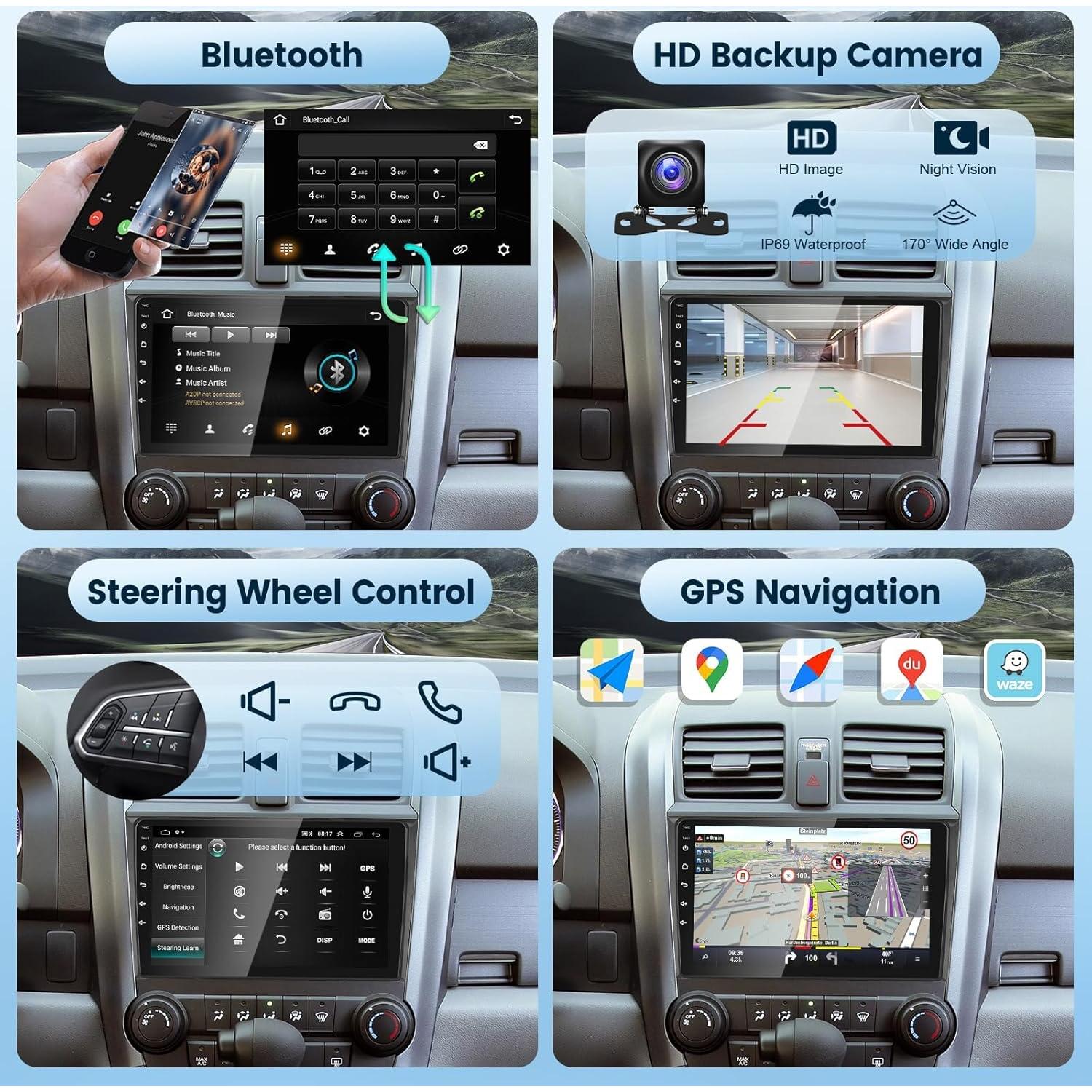 Estéreo de Coche Android Podofo 2+64G para Honda CRV 2007-2011