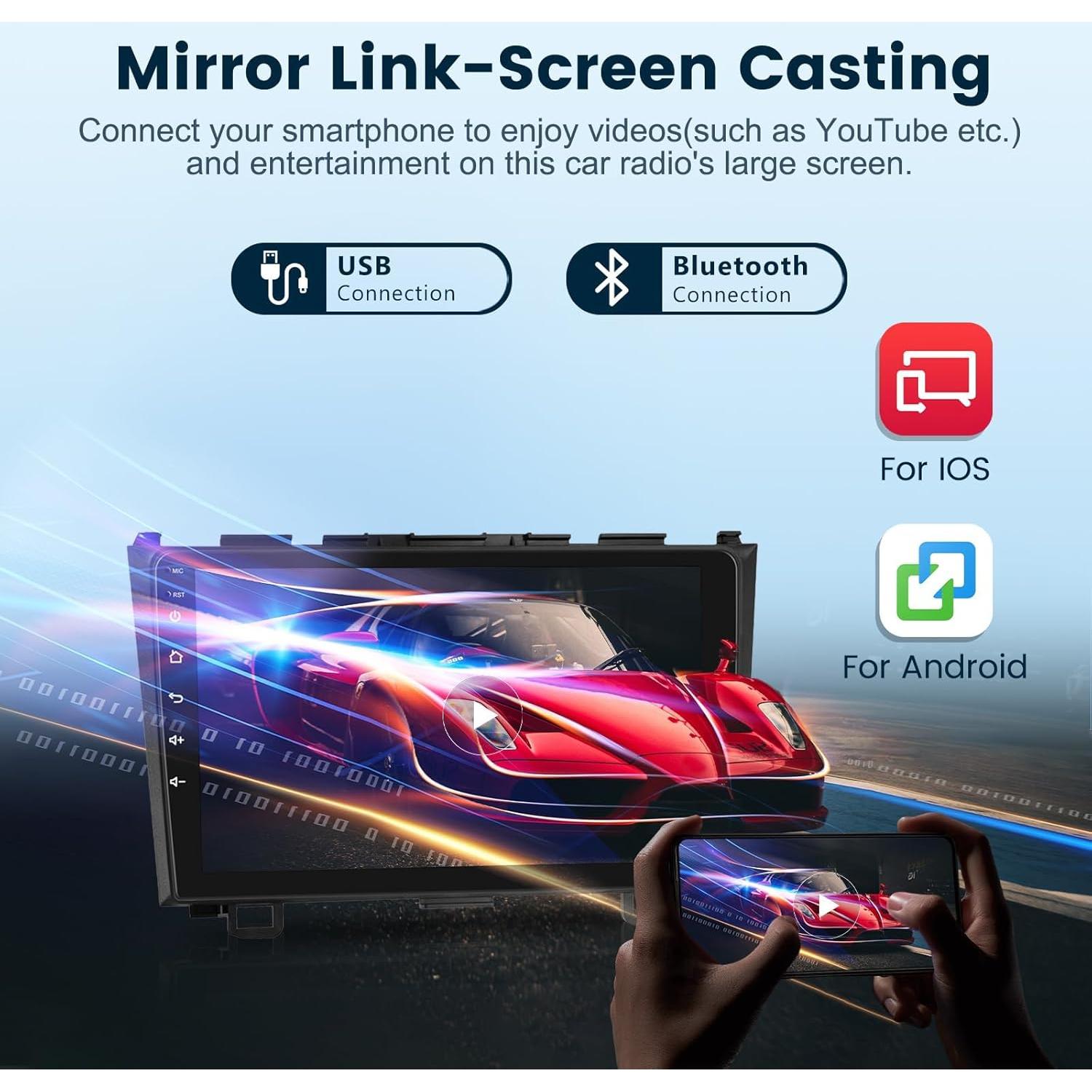 Estéreo de Coche Android Podofo 2+64G para Honda CRV 2007-2011