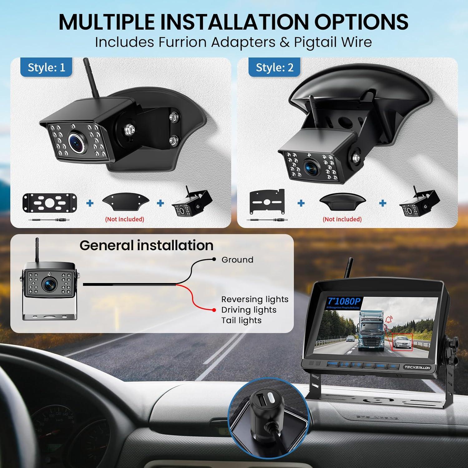 Cámara de Respaldo Inalámbrica TEXCERLLON 1080P con AI