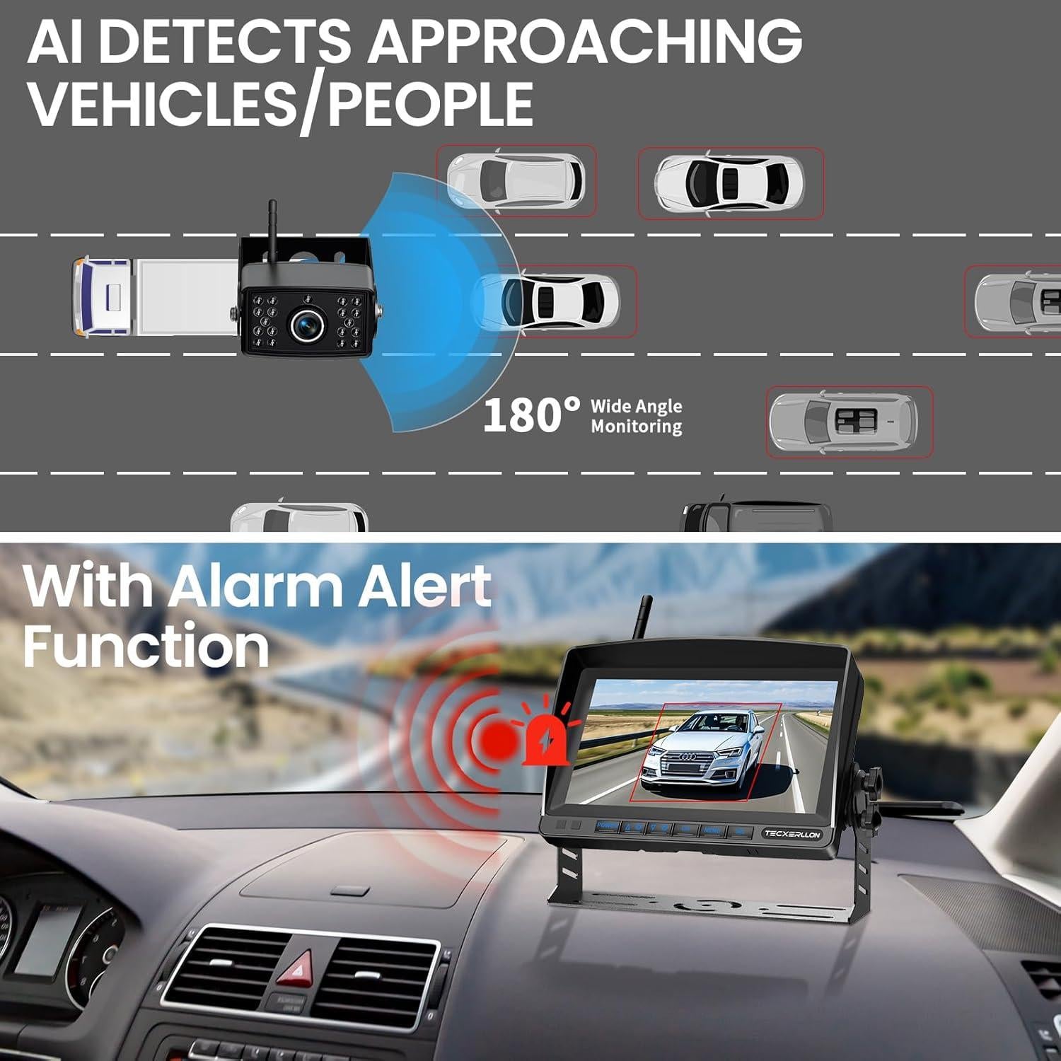 Cámara de Respaldo Inalámbrica TEXCERLLON 1080P con AI