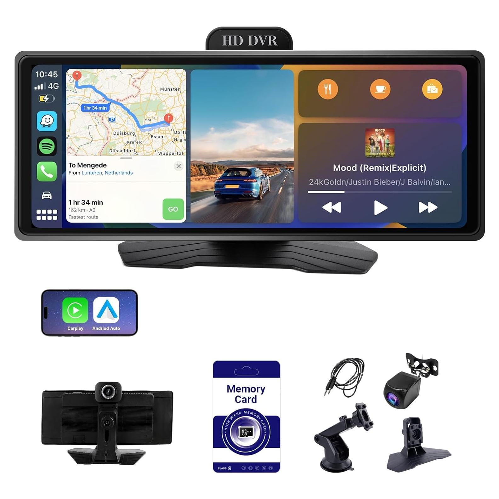 Estéreo de Coche Haudio 9.26" con Apple CarPlay y Cámara 1080P