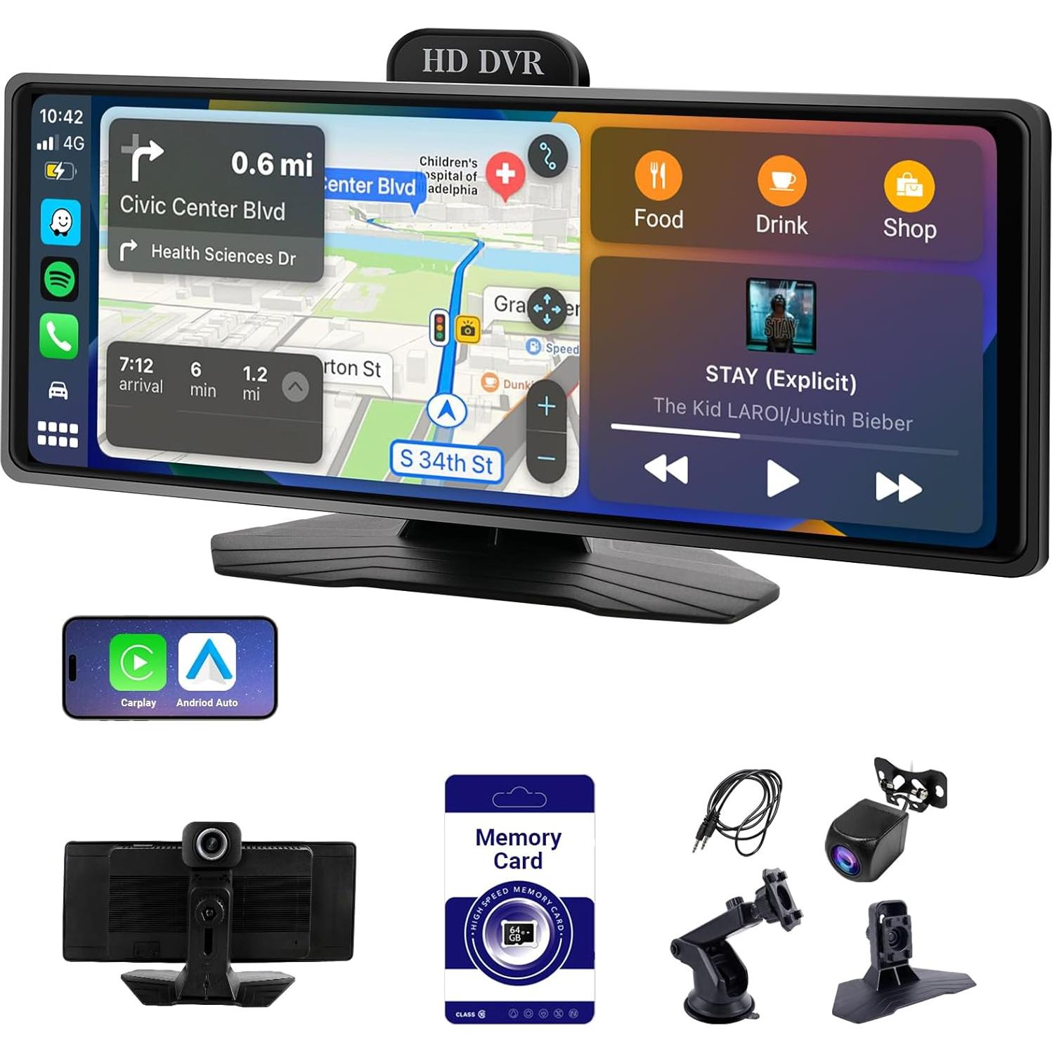 Estéreo de Coche Haudio 9.26" con Apple CarPlay y Cámara 1080P