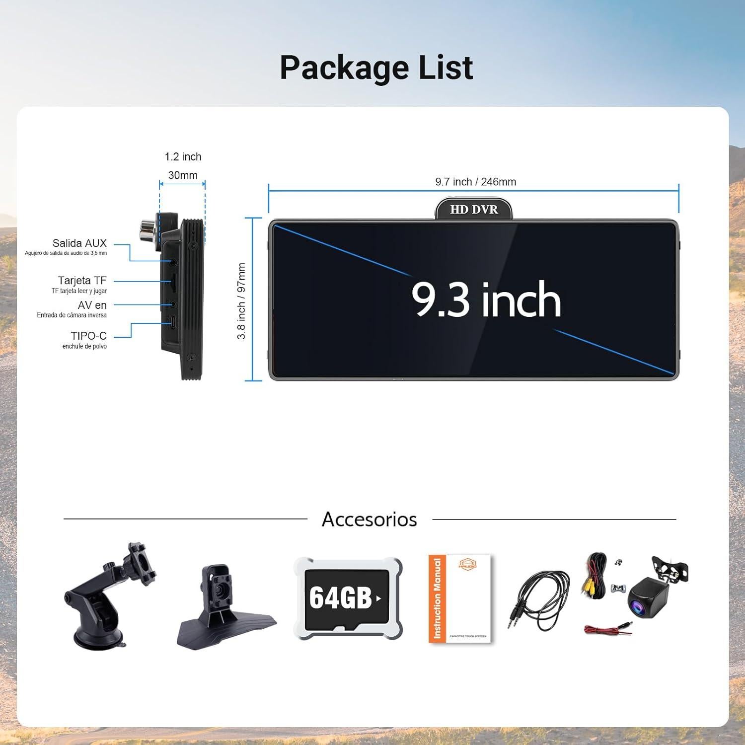 Estéreo de Coche Haudio 9.26" con Apple CarPlay y Cámara 1080P