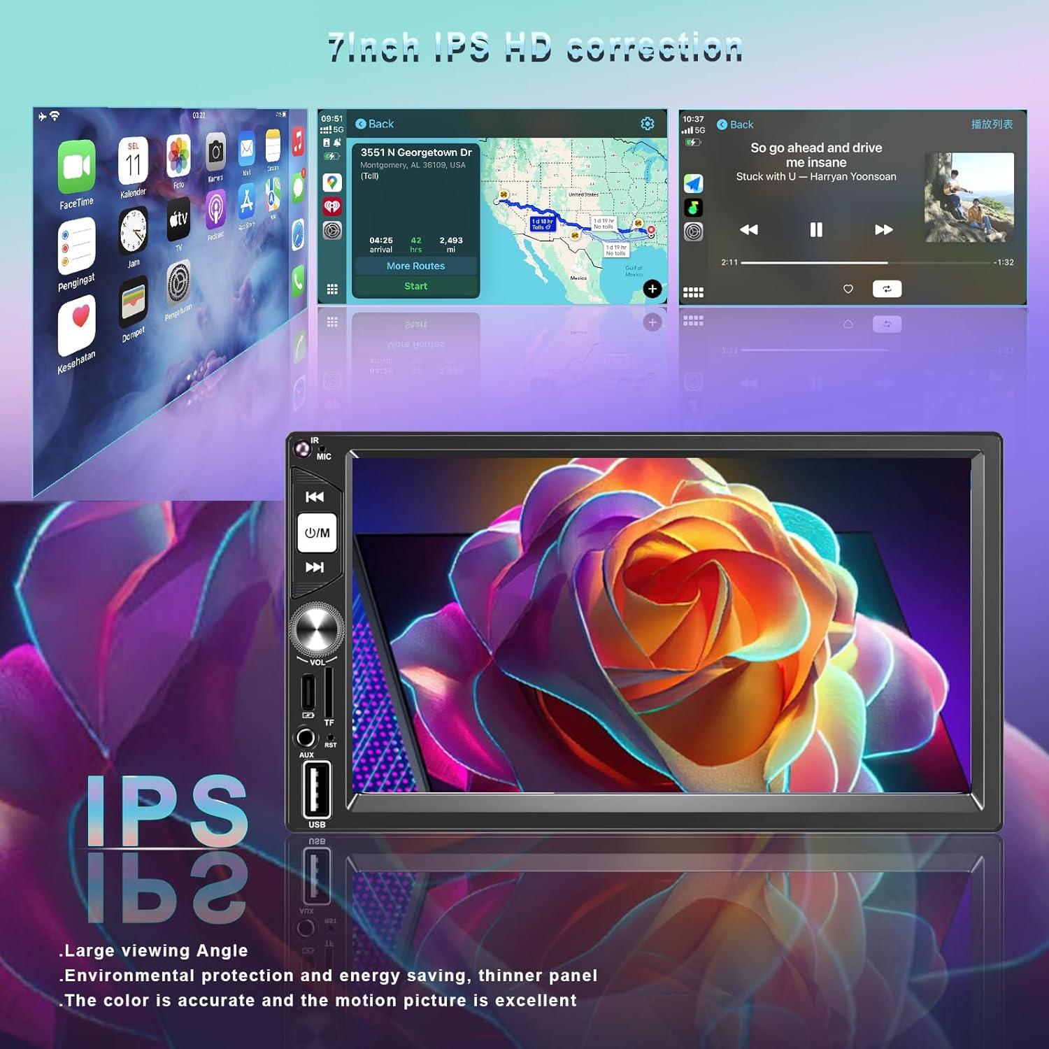 Estéreo de Coche Doble DIN Oeretzrac 7" Bluetooth 5.2