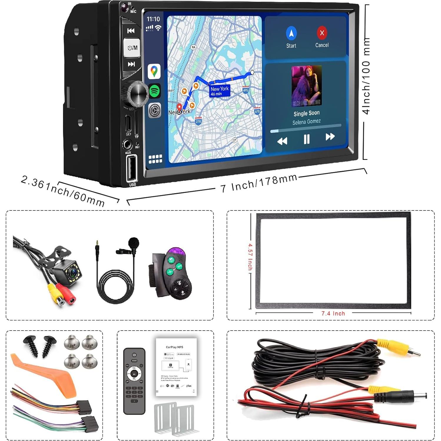 Estéreo de Coche Doble DIN Oeretzrac 7" Bluetooth 5.2
