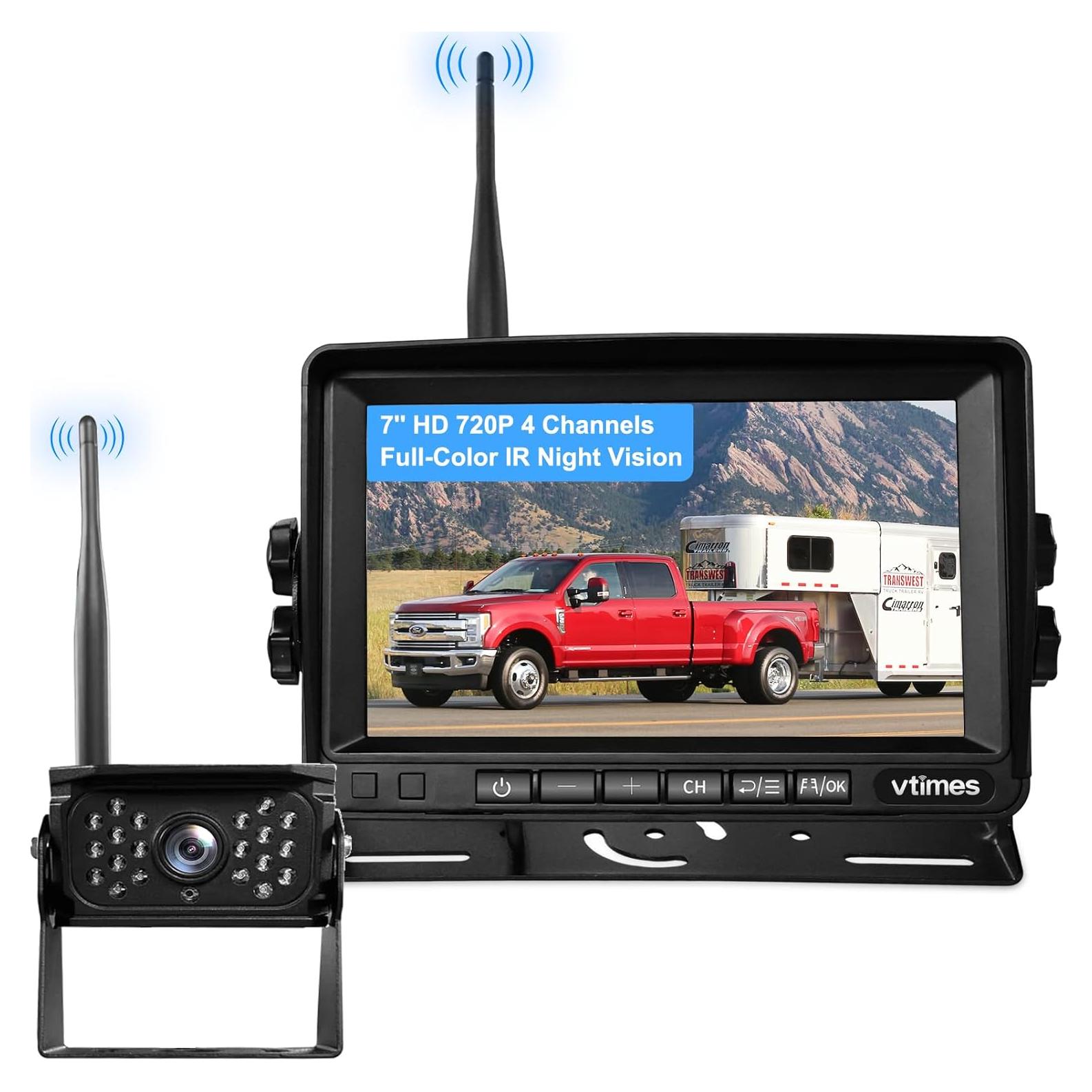 Cámara de Respaldo Inalámbrica VTimes 7" HD con 4 Canales