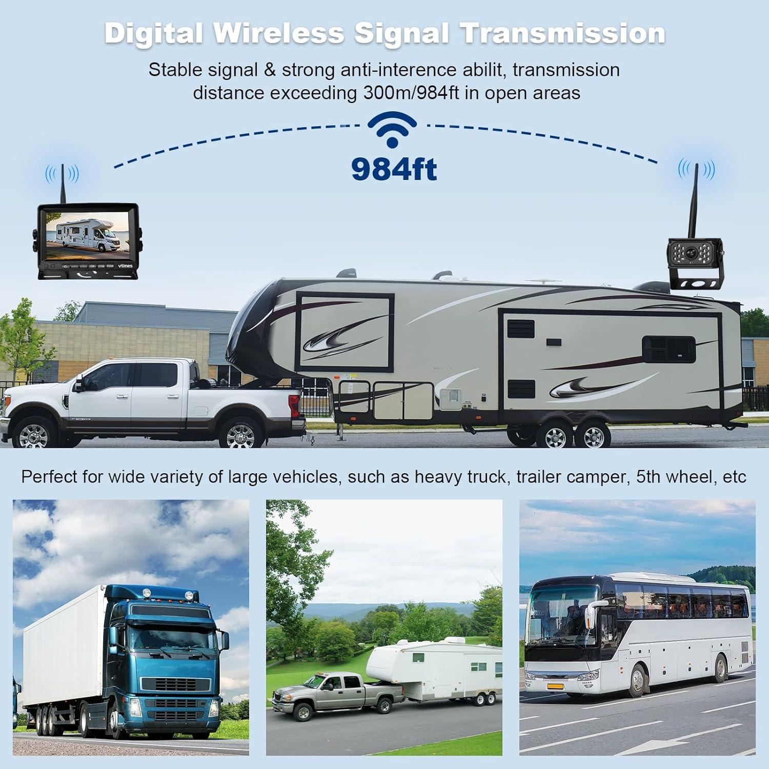 Cámara de Respaldo Inalámbrica VTimes 7" HD con 4 Canales