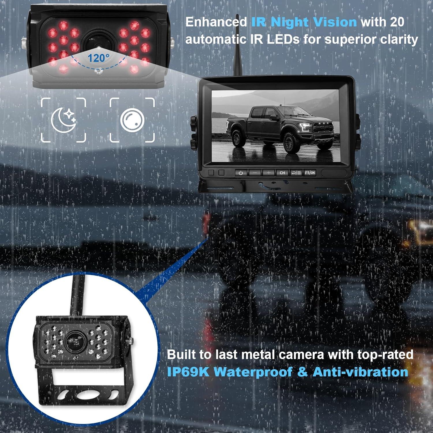 Cámara de Respaldo Inalámbrica VTimes 7" HD con 4 Canales