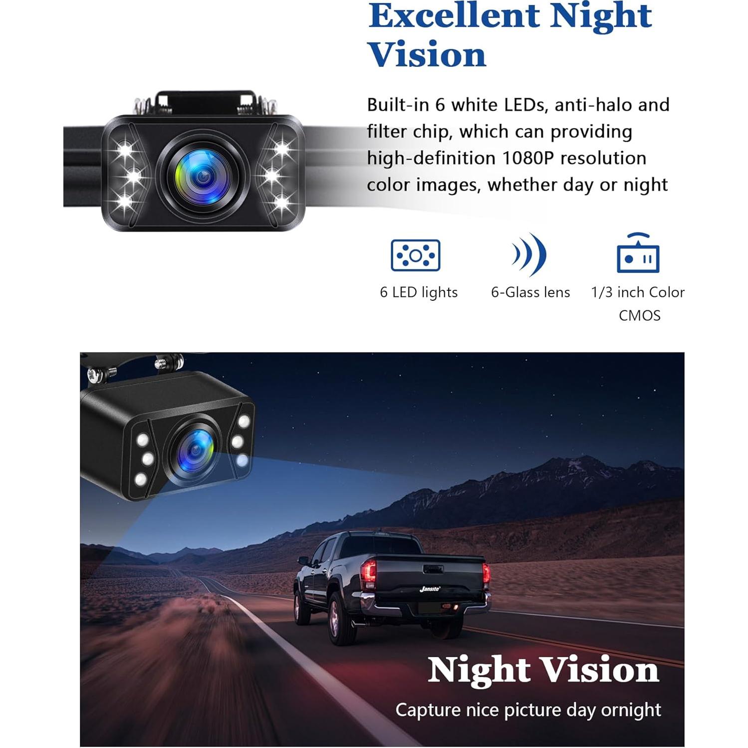 Cámara de Respaldo AHD 1080P Jansite con Monitor 5" y LED