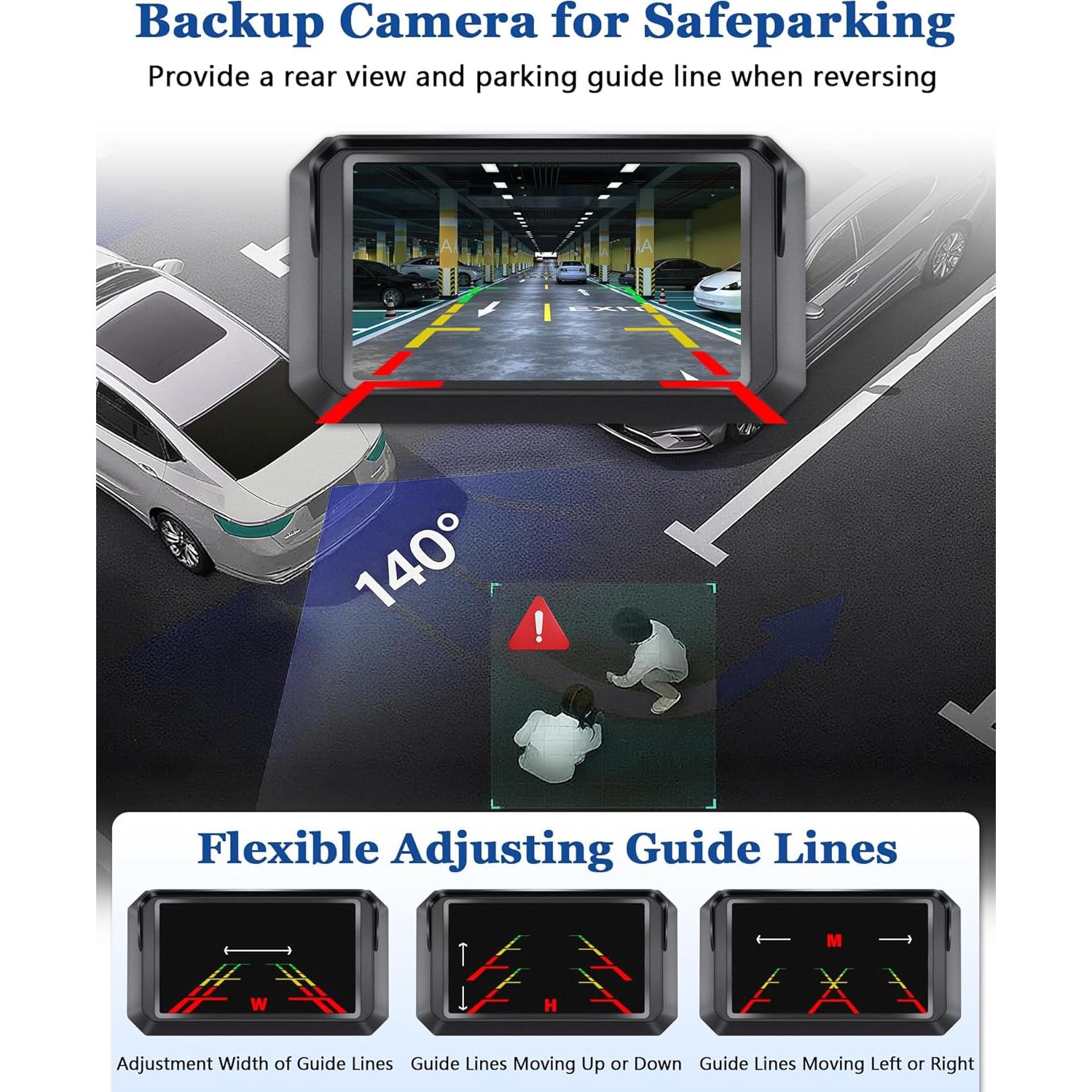 Cámara de Respaldo AHD 1080P Jansite con Monitor 5" y LED