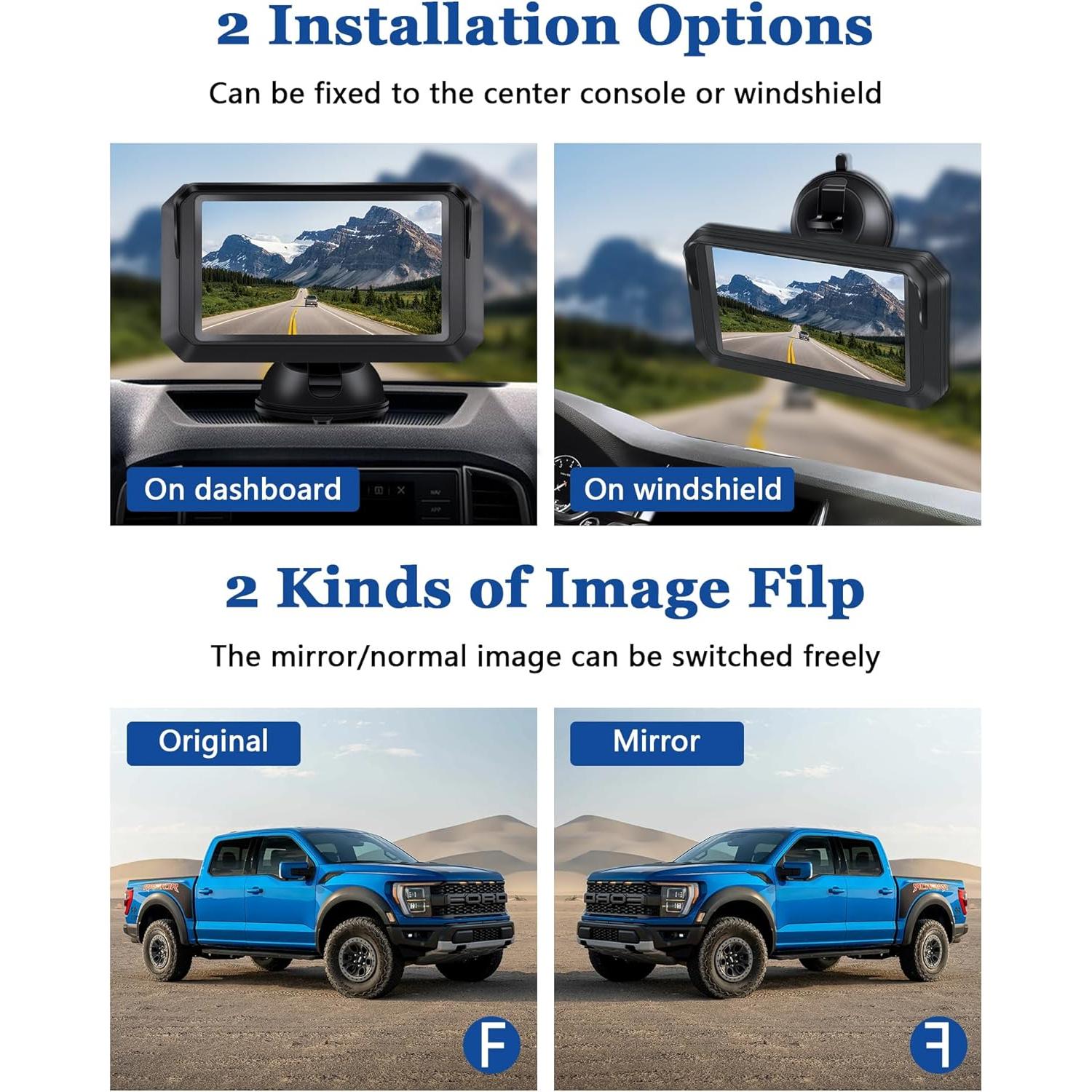 Cámara de Respaldo AHD 1080P Jansite con Monitor 5" y LED