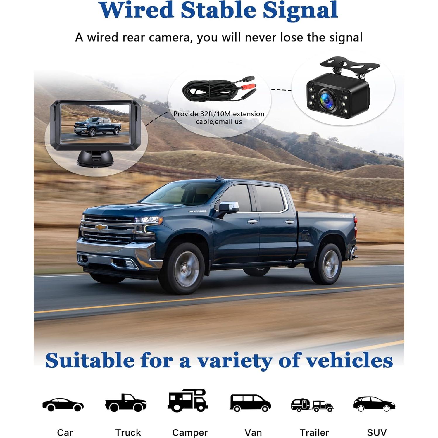 Cámara de Respaldo AHD 1080P Jansite con Monitor 5" y LED