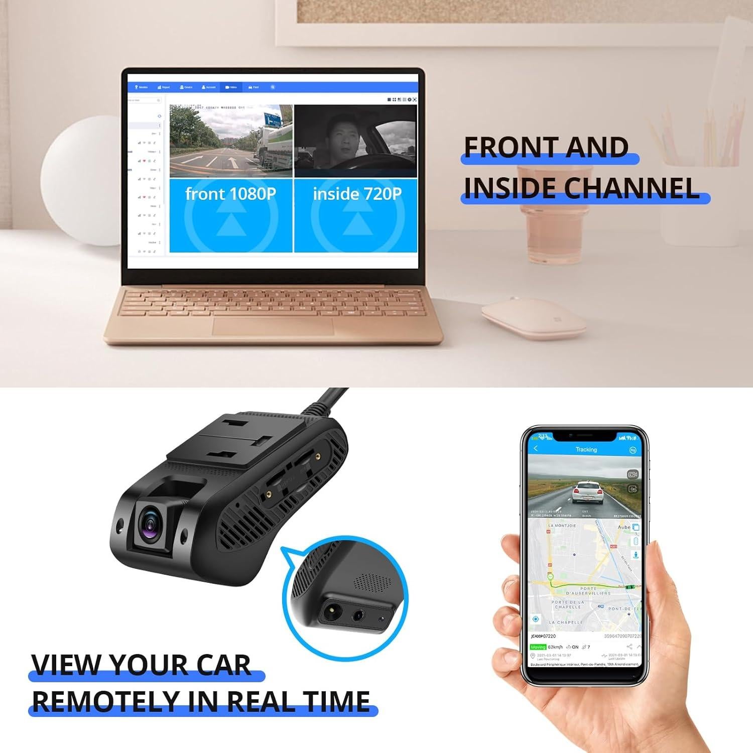 Cámara de Video 4G JIMIIOT JC400P 1080P Doble Canal GPS