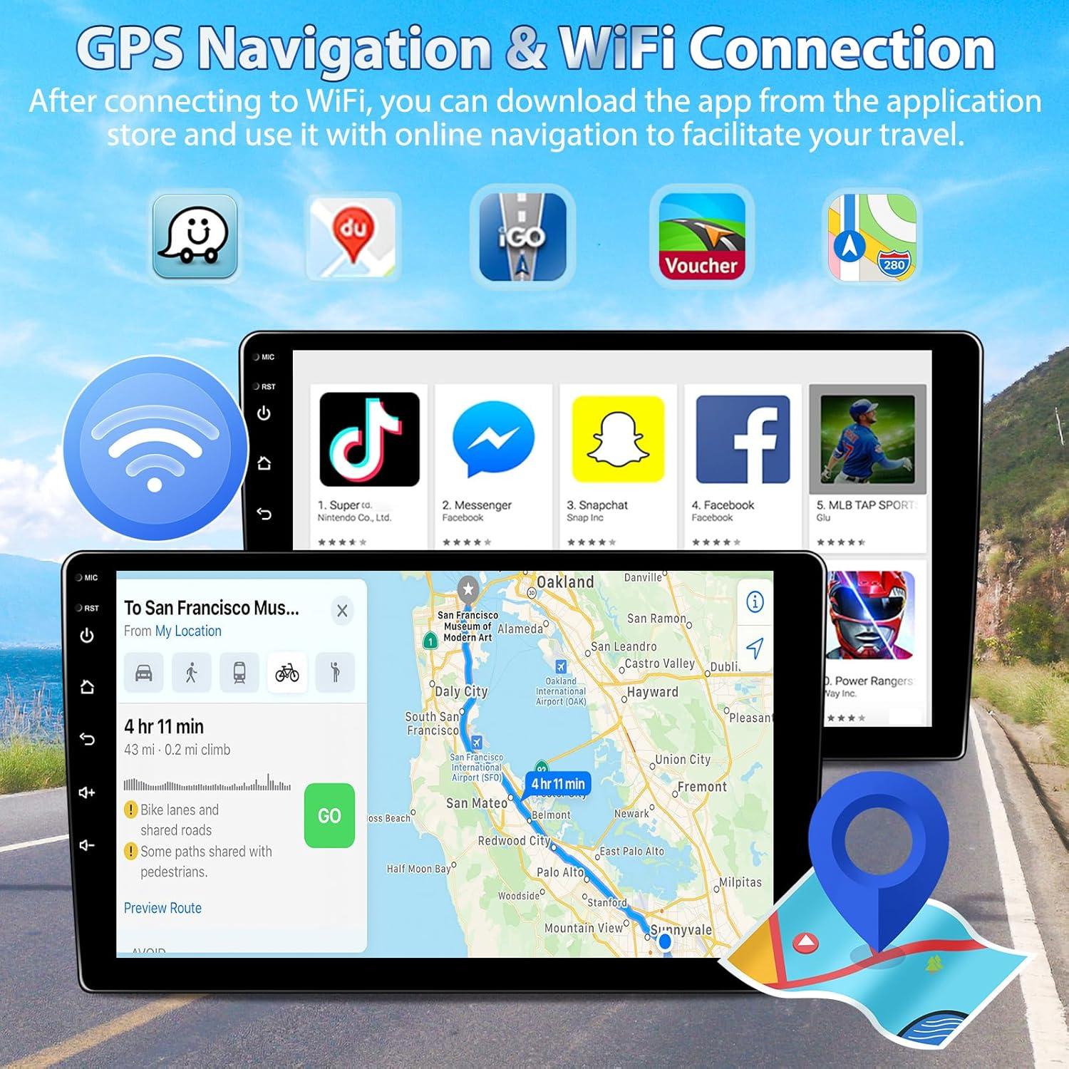Estéreo de Coche Motorsi Doble Din 9" Bluetooth GPS CarPlay