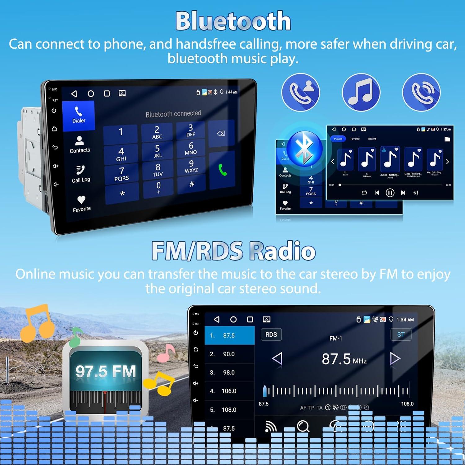 Estéreo de Coche Motorsi Doble Din 9" Bluetooth GPS CarPlay