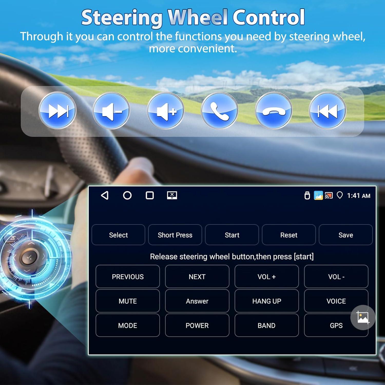 Estéreo de Coche Motorsi Doble Din 9" Bluetooth GPS CarPlay