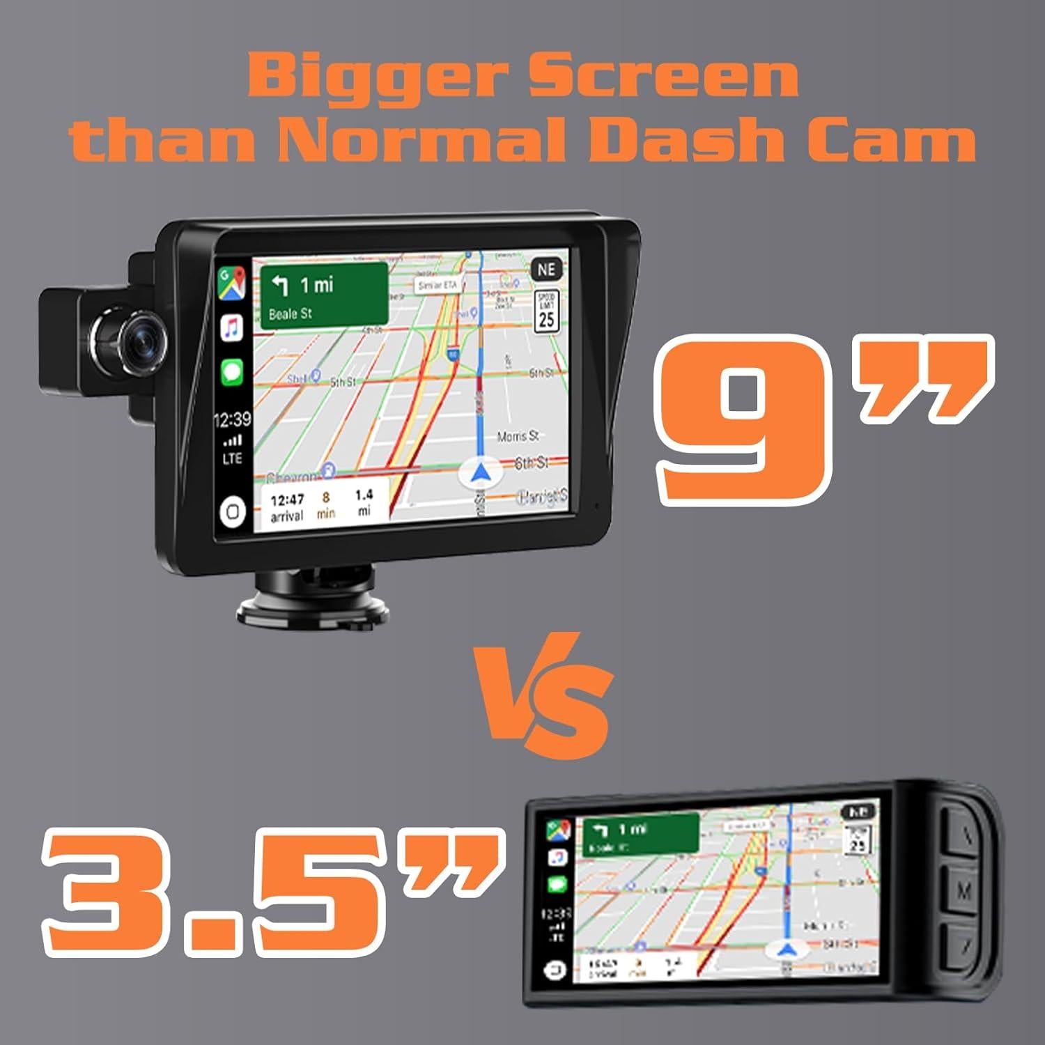 Pantalla Inalámbrica 9" MRQ CarPlay Android Auto con Cámaras