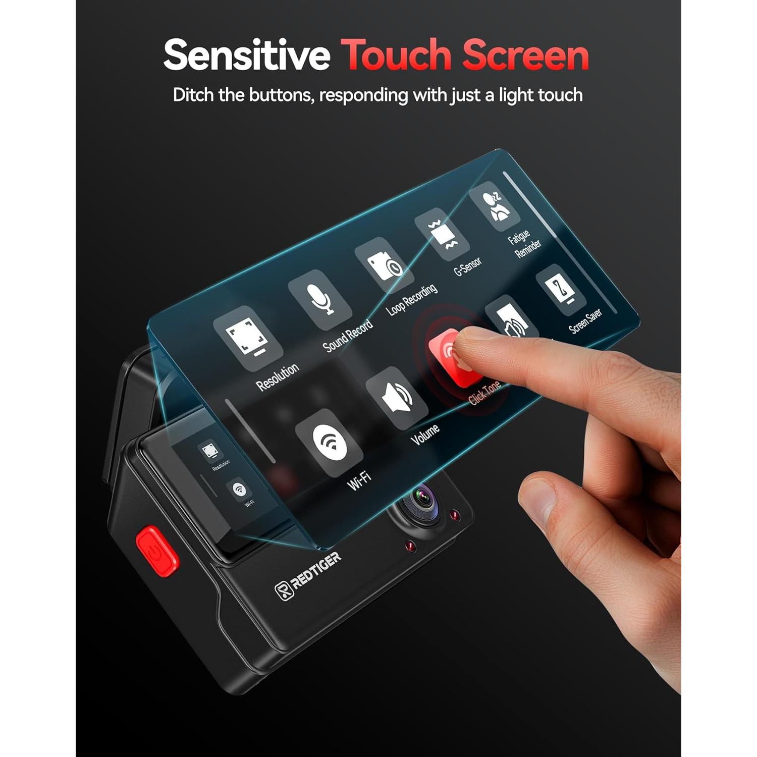 Cámara Dash REDTIGER VisionPano20 3 Canales 2.5K + 1080P