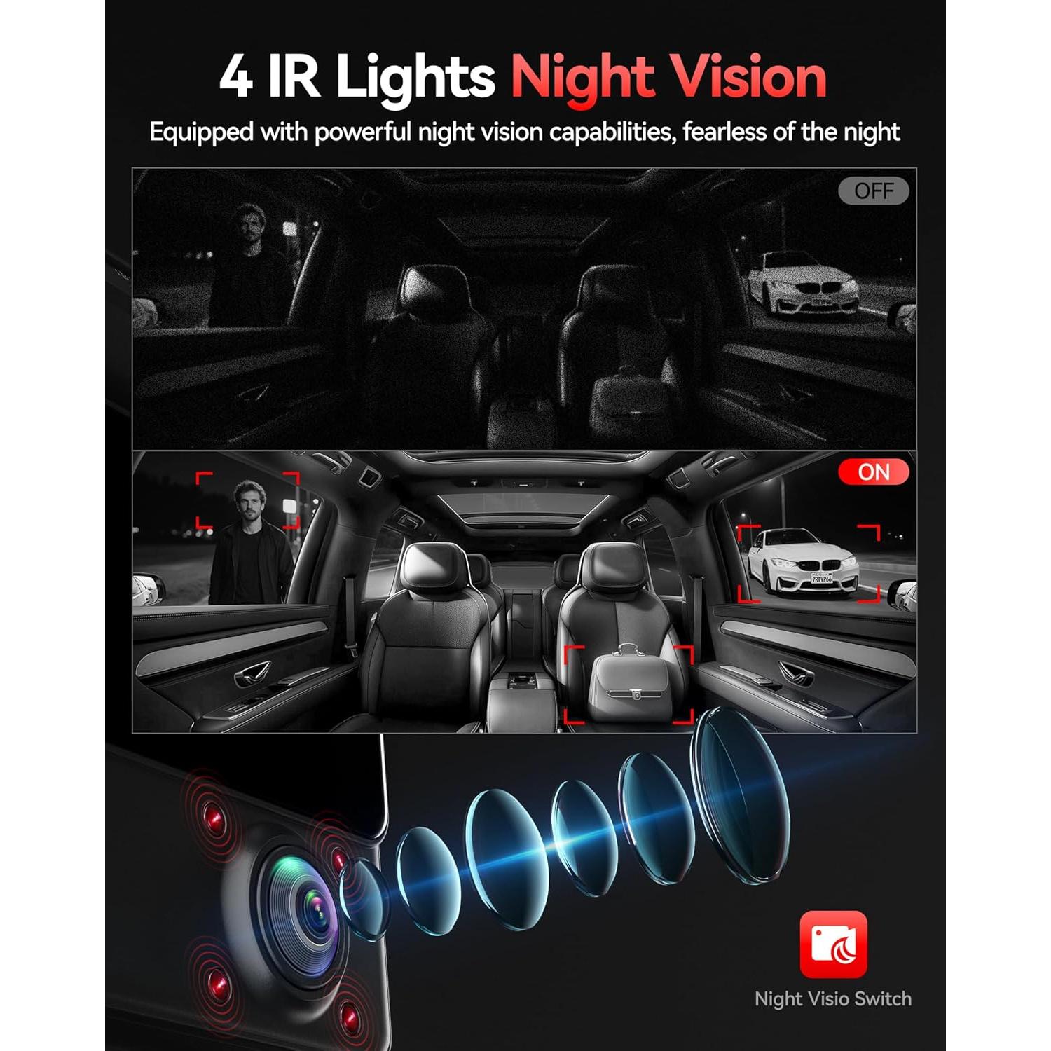 Cámara Dash REDTIGER VisionPano20 3 Canales 2.5K + 1080P