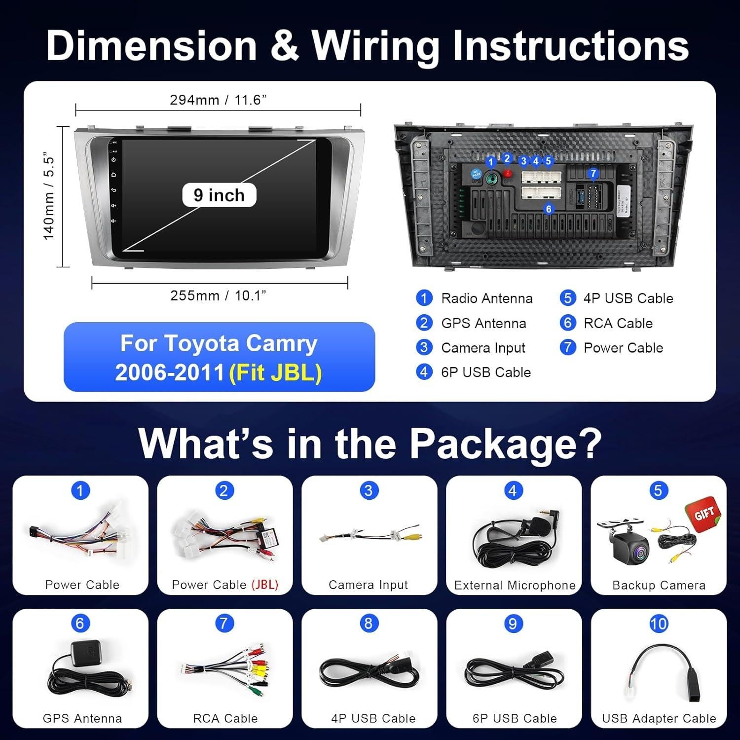 Radio de Coche 9" Cogamichi para Toyota Camry 2006-2011