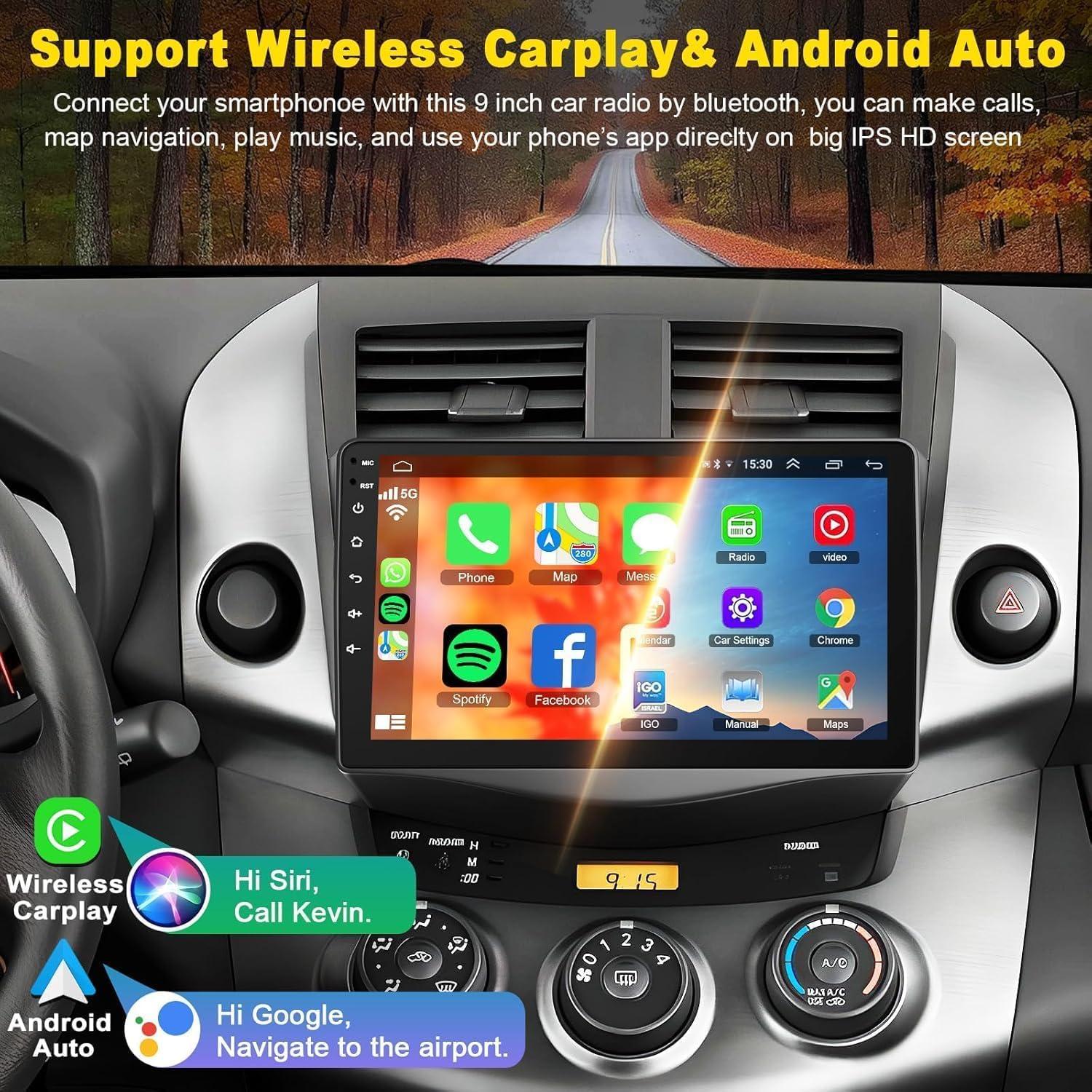 Estéreo Android 13 para Toyota RAV4 2007-2012, 9" IPS, Bluetooth, CarPlay