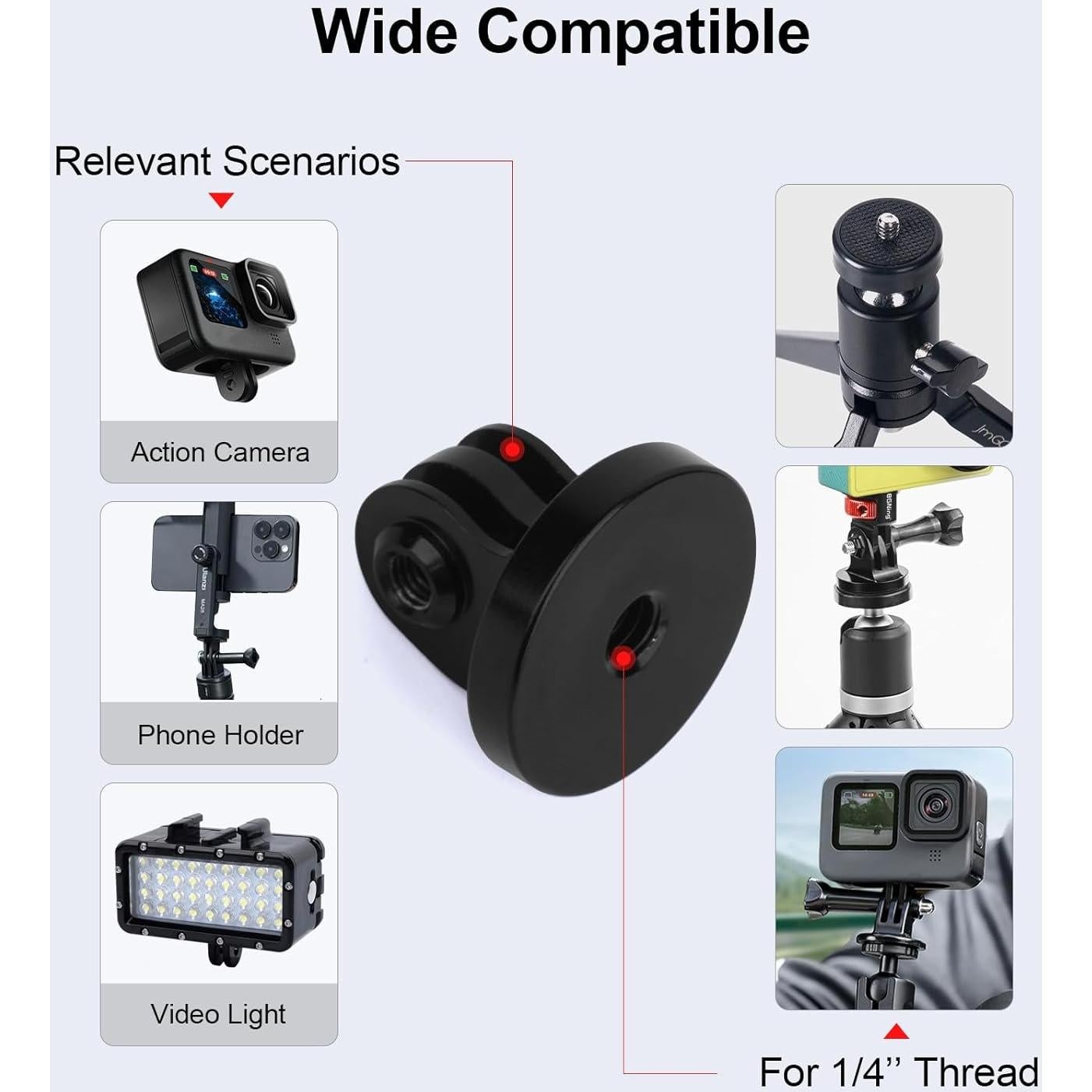 Adaptador de Montaje de Trípode Aluminio Mechrig 2 Pcs 1/4"