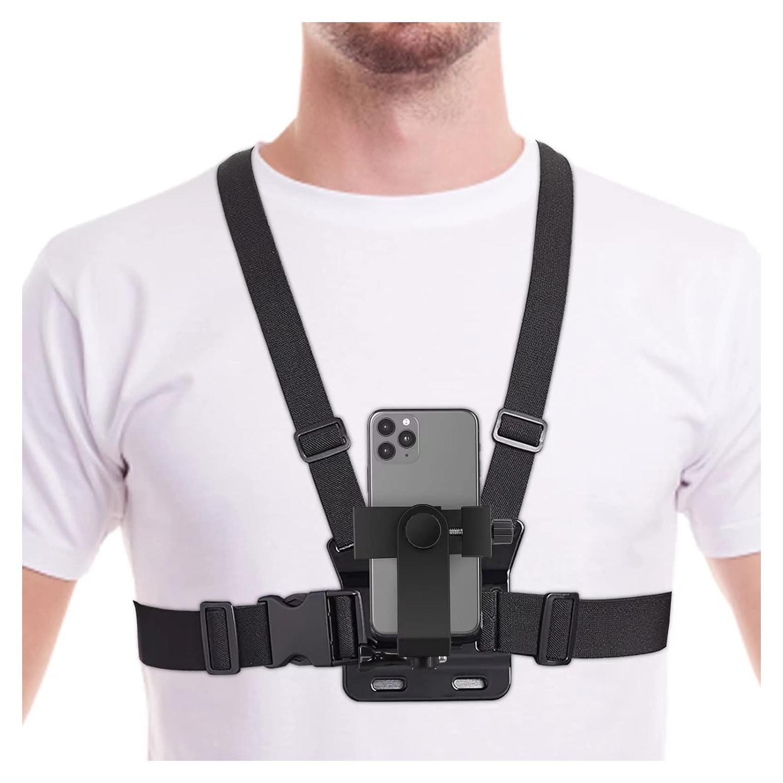 Soporte de pecho para teléfono compatible con cámaras y celulares