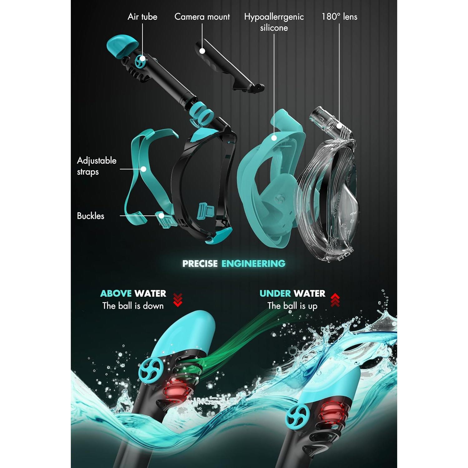 Equipo de Snorkel COZIA DESIGN con Aletas y Máscara L