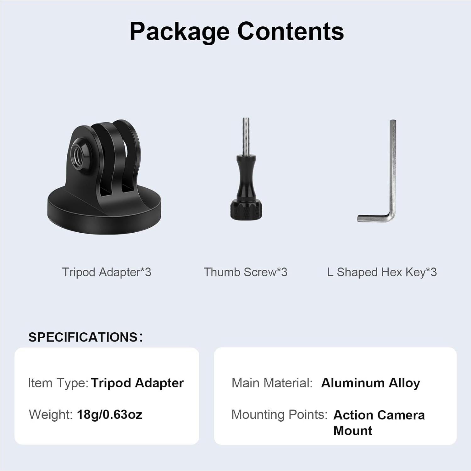 Adaptadores de Montaje de Trípode de Aluminio Mechrig - Paquete de 3