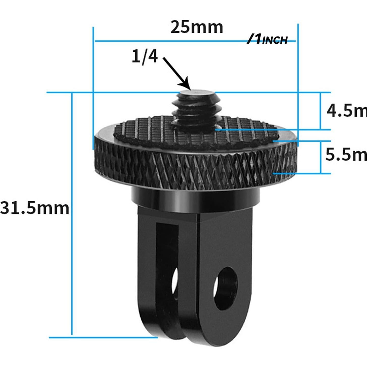 Adaptador de Montaje en Trípode 1/4"-20 para GoPro y Cámaras de Acción - 2 Piezas