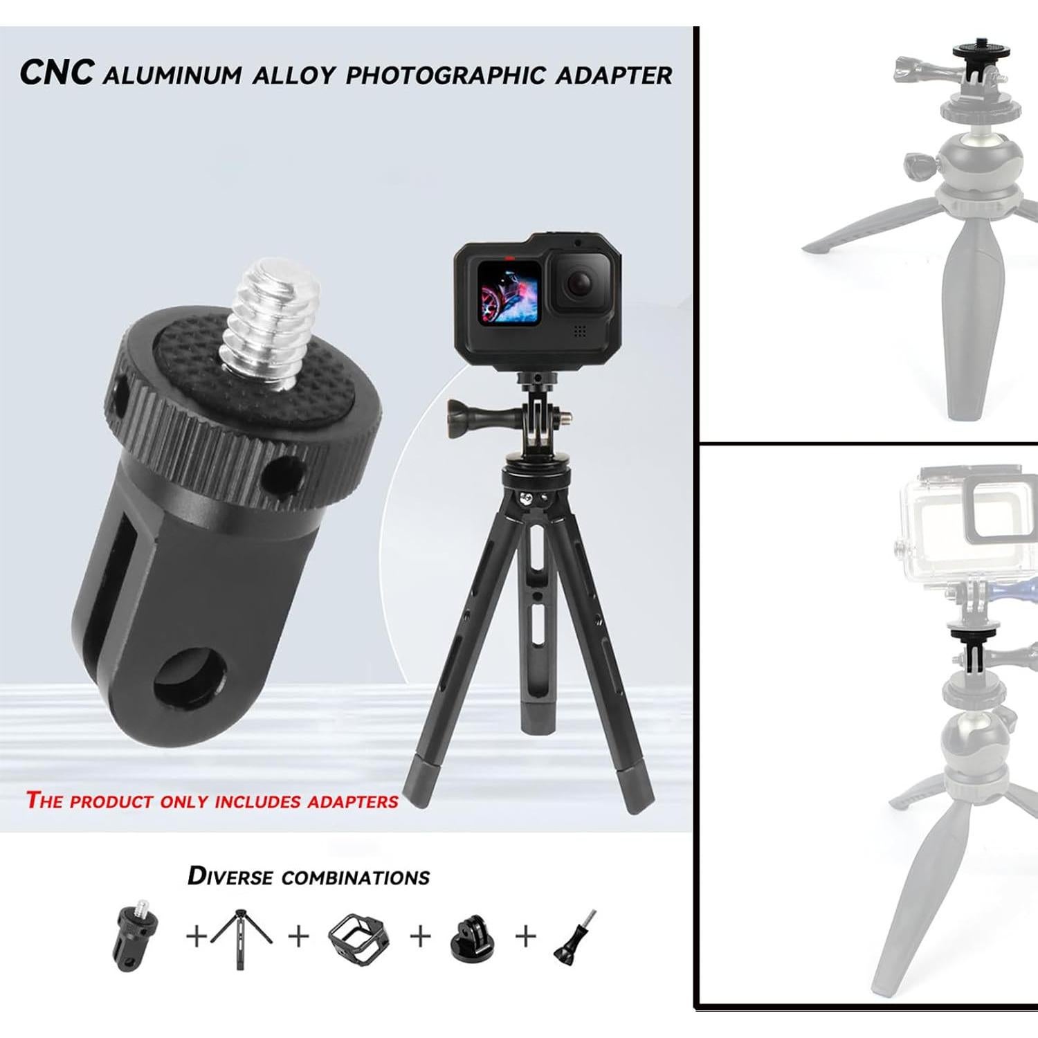 Adaptador de Montaje en Trípode 1/4"-20 para GoPro y Cámaras de Acción - 2 Piezas