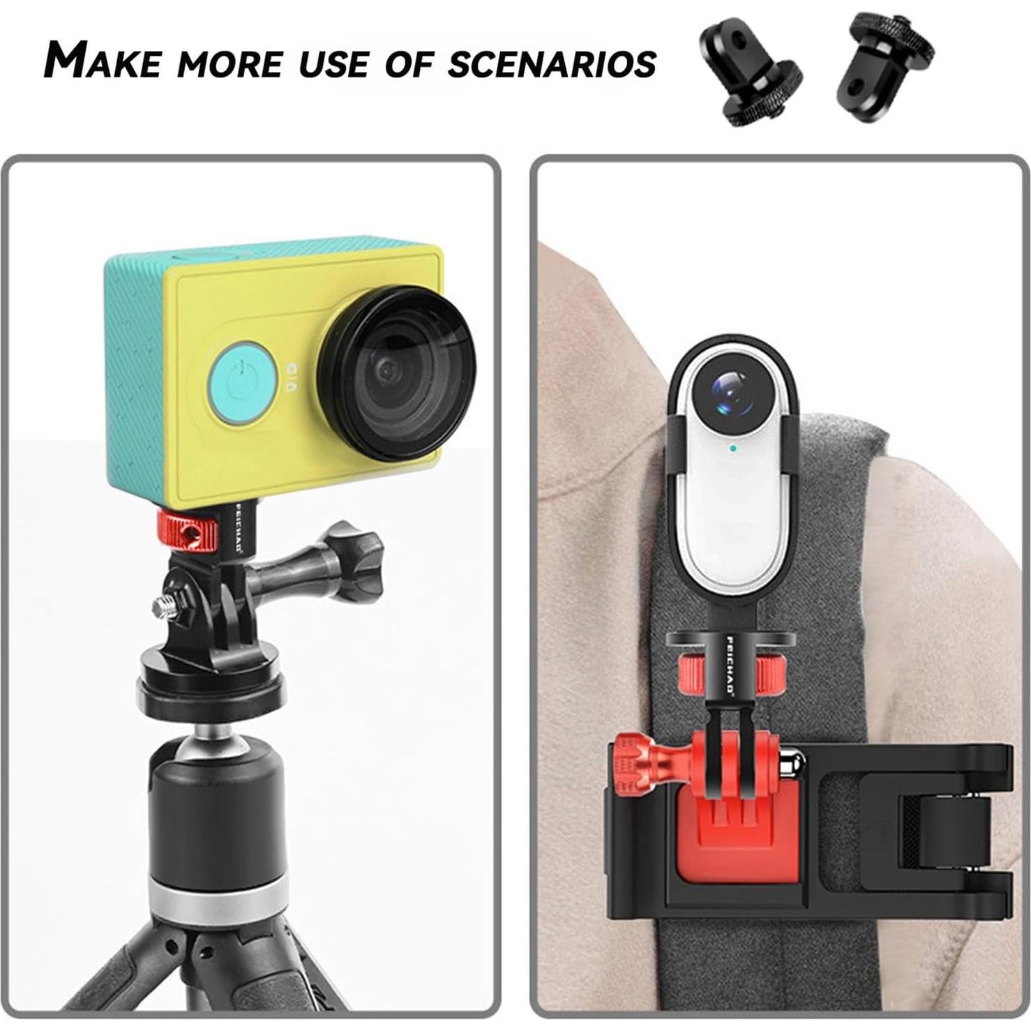 Adaptador de Montaje en Trípode 1/4"-20 para GoPro y Cámaras de Acción - 2 Piezas