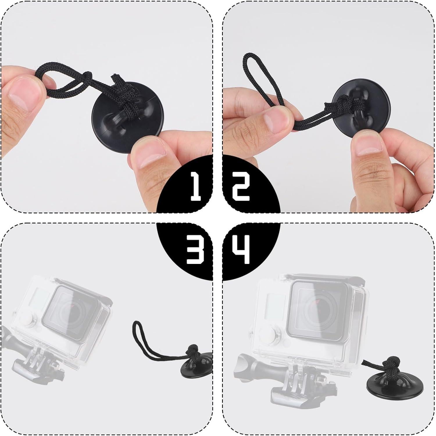 4 Correas de Seguridad para Cámara de Acción Lasuroa con Almohadillas Adhesivas