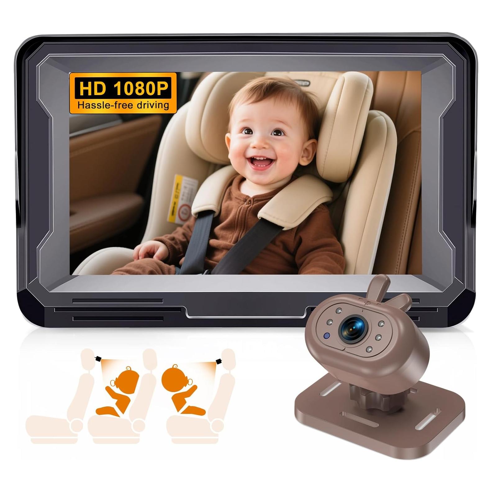 Cámara para coche de bebé AMTIFO 1080P HD con visión nocturna