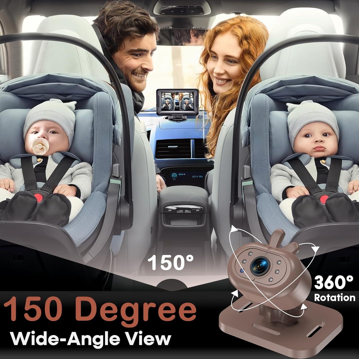 Cámara para coche de bebé AMTIFO 1080P HD con visión nocturna