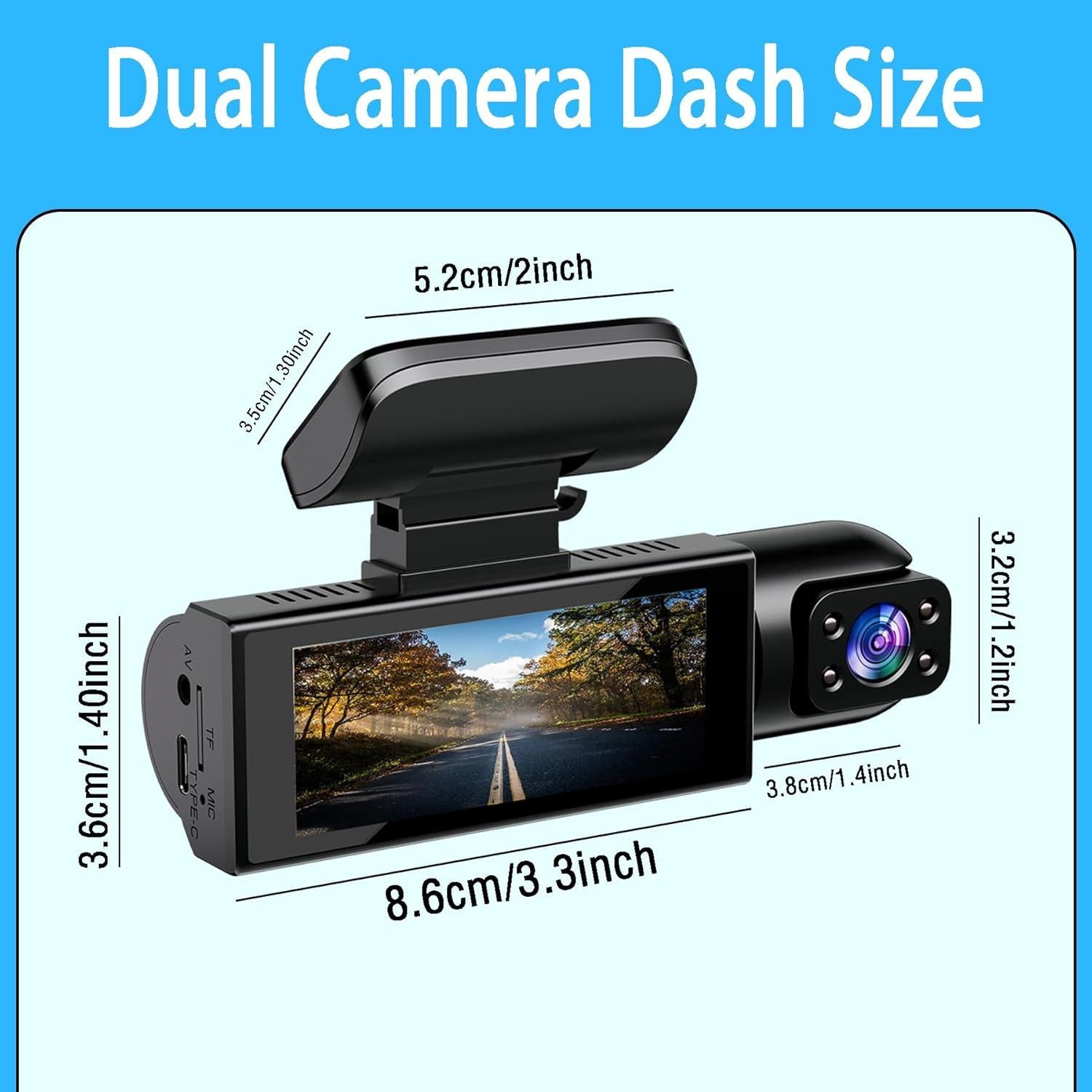 Cámara de Tablero Delantera y Trasera FUAZONR 1080P IR