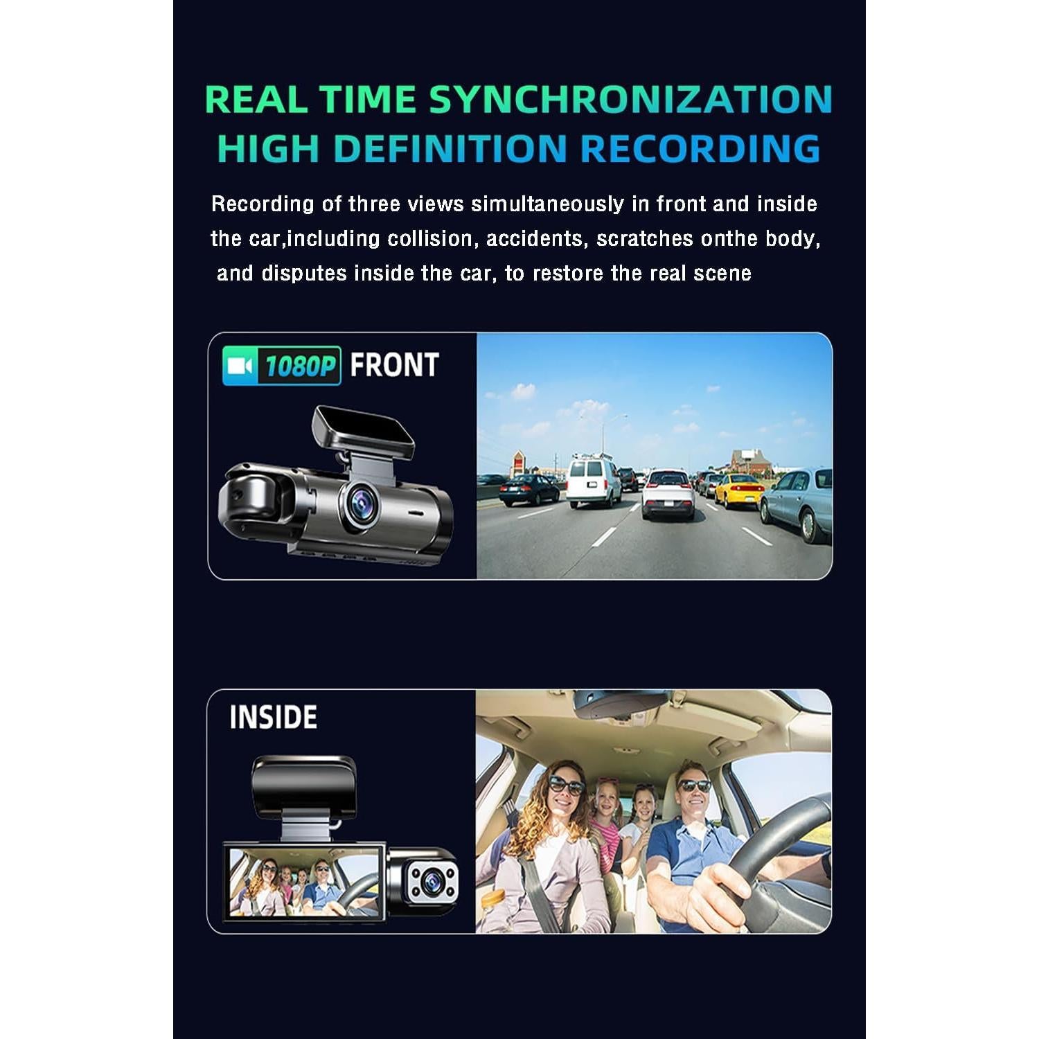 Cámara de Tablero Delantera y Trasera FUAZONR 1080P IR